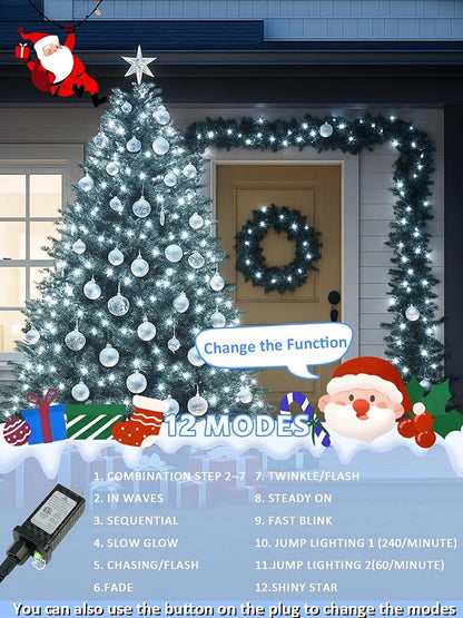 Voice Controlled Smart Christmas Lights Outdoor, 175ft 500 LED Twinkle String Lights with 7 Voice Commands, 12 Modes & Timer, Waterproof Christmas Tree Lights for Party Garden (Cool White)