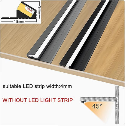 5Pack Surface Mounted LED Linear Aluminum Profile, 45 Degree Led Bars Invisible Oblique Beam Lamp Bookcase Layer Shelf Led Channel Kitchen Closet Hidden Lighting(100cm, Gray)