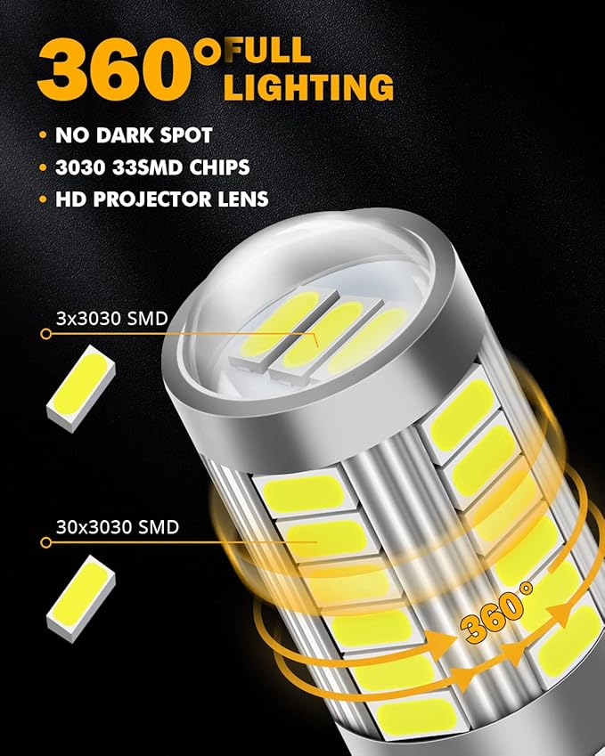 Auxbeam 1157 LED Bulbs 6500K White, Super Bright 2057 2357 7528 BAY15D Replacement Bulb for Backup Reverse Lights, 3030 33-SMD Chipset, Pack of 2