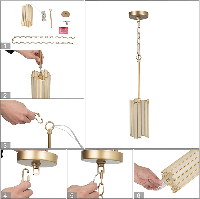 KSANA Gold Pendant Lights Kitchen Island, Kitchen Pendant Lighting Over Island with Cream Glass Shade, Modern Gold Pendant Light Fixtures for Dining Table, Bedside, Tableside, Hallway, 4.3''D x 18''H
