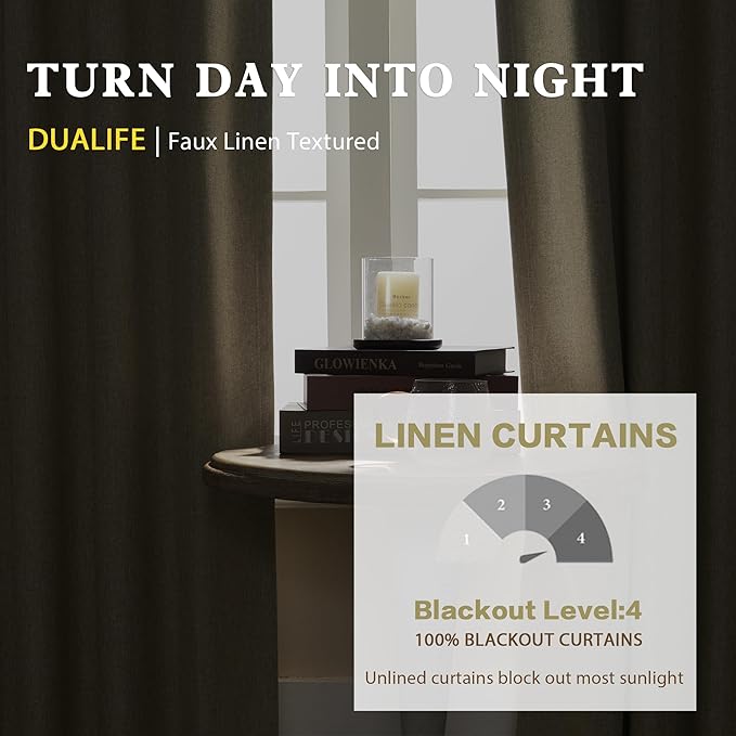 DUALIFE Full Blackout Curtains for Living Room,Patio Door Sliding Door Blinds Pleated Curtains for CountryVilla/Loft,2 Panels,Extra Wide Privacy Draperies 72 x 96 Inch Oatmeal Chartreuse