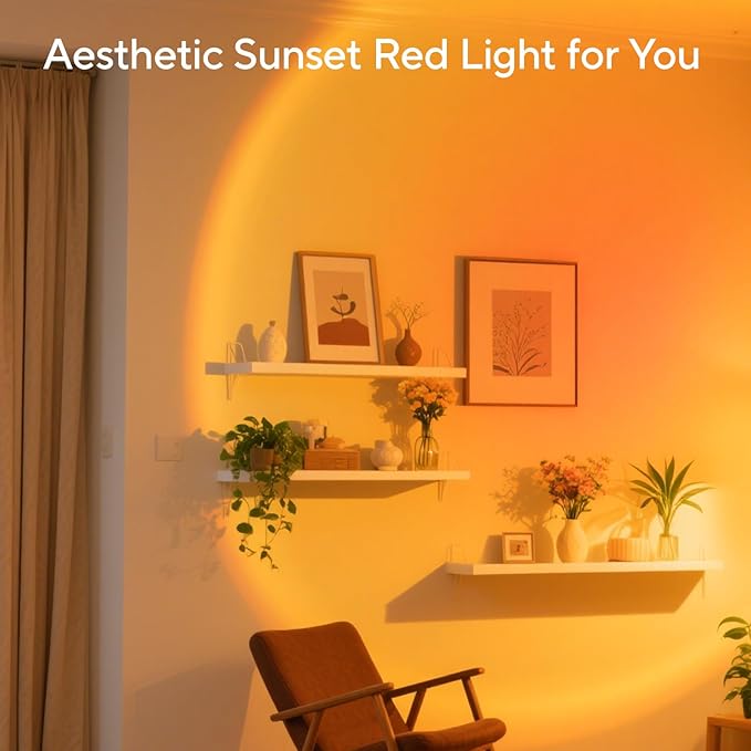 Neroupe Sunset Lamp Projector for Girls, Sunset Red Color Led Lamp Mood Lighting Night Light, 180° Adjustable Sunset Lamps for Living Room Decor/Home Decor/Bedroom Decor/Party