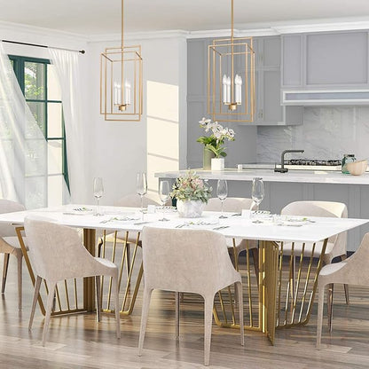 KSANA Antique Gold Chandelier, 4-Light Modern Linear Chandeliers, Pendant Hanging Light Fixtures for Dining Rooms, Foyer, Living Room, Bedroom and Kitchen Island