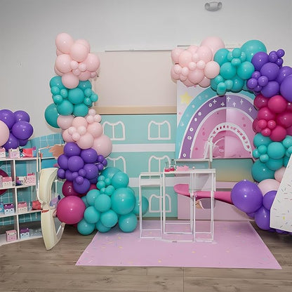 HILAVO Pink Purple Blue Balloons 60 Pcs Hot Pink Light Pink Teal Purple Latex Balloon Pastel Purple Teal Pink Confetti Balloons for Kids Magic Theme Mermaid Princess Birthday Baby Shower Party Decor
