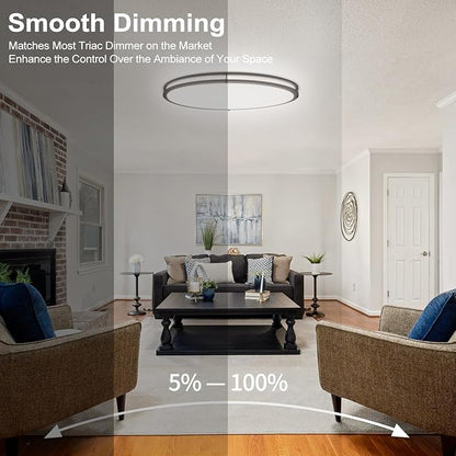 DAKASON 32In Oval LED Flush Mount Ceiling Light for Kitchen, 50W Large LED Ceiling Light Fixture for Living Room, 3000K/4000K/5000K Adjustable, Dimmable Ceiling Lighting for Dining Room/Laundry, ORB