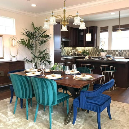 5 Lights Vintage Gold Chandelier, Elegant Rustic Chandeliers Glass Pendant Light Fixture for Dining Room Kitchen Living Room Bedroom