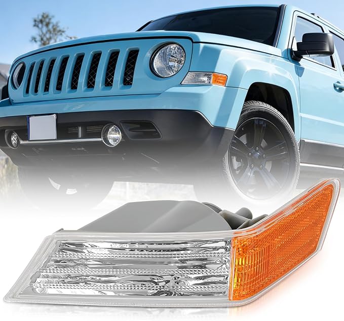 Nilight Front Turn Signals Light Clear Amber Lens Parking Day Running Marker Lights Compatible with 2007-2017 Jeep Patriot Driver Side