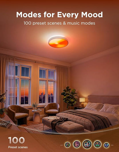 Govee Ceiling Light Ultra 21 Inch, 5000LM Smart Flush Mount Ceiling Light Fixture, Compatible with Matter & Alexa, RGBIC & Tunable White 2700K-6500K, DIY Ceiling Canvas for Bedroom, Living Room