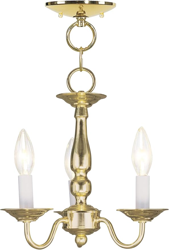 Livex Lighting 5009-02 Williamsburgh 3-Light Convertible Hanging Lantern/Ceiling Mount, Polished Brass