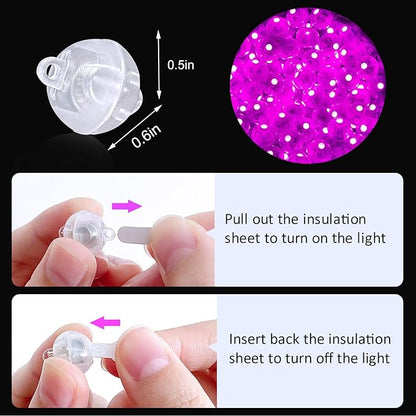 ZGWJ 50PCs Pink Balloon Lights Mini, Battery Powered, Long Standby Time Waterproof Tiny Led Round Flash Light for Paper Lantern Balloon Party Easter Eggs Wedding Christmas Halloween Decorations