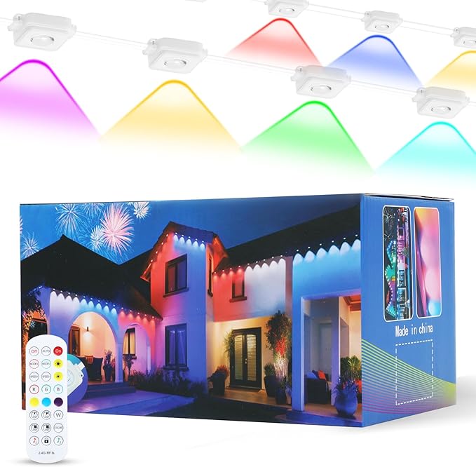 Permanent Outdoor Eaves Lights, 50ft with 30 RGB LED Bulbs for Festive Decor, 100+ Scene Options, IP67 Waterproof, Smart App & Remote Control Compatible for Christmas,Holiday,Outdoor Decor