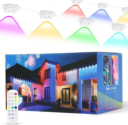 Permanent Outdoor Eaves Lights, 50ft with 30 RGB LED Bulbs for Festive Decor, 100+ Scene Options, IP67 Waterproof, Smart App & Remote Control Compatible for Christmas,Holiday,Outdoor Decor