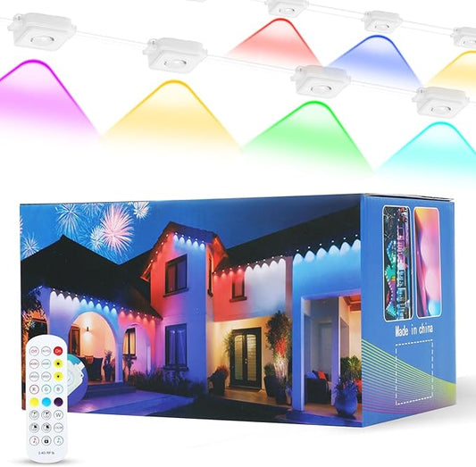 Permanent Outdoor Eaves Lights, 50ft with 30 RGB LED Bulbs for Festive Decor, 100+ Scene Options, IP67 Waterproof, Smart App & Remote Control Compatible for Christmas,Holiday,Outdoor Decor