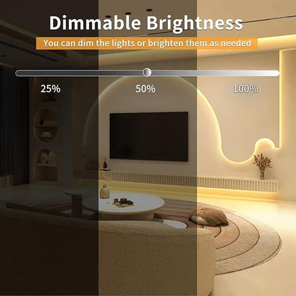 32.8ft COB LED Strip Lights Warm White Dimmable DC 24V 3000K Flexible LED Tape Light for Bedroom, with Remote and app Control LED Tape Lights,for DIY Home Decoration