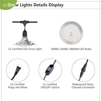 Outdoor Grow Light, Greenhouse String Grow Light, Waterproof Plant Growing Lamps, UL Certified LED Grow Lights for Greenhouse Garden, 21.3FT Full Spectrum Grow Light for Veg Seedling Flower