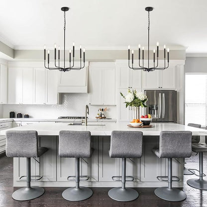 Modern Black Chandelier for Dining Room,Metal 8-Light Kitchen Light Fixtures, Farmhouse Candle Hanging Pendant Light for Living Room Entryway Foyer Bedroom (Bulbs Not Included)