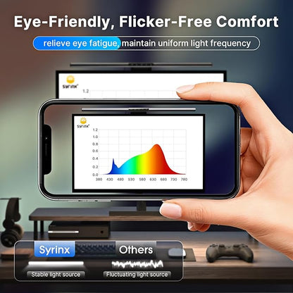 Syrinx Computer Monitor Light Bar with Backlight for Home Office, Eye-Caring USB LED Reading Lamp, Dimmable Screen Monitor Lamp, Smart Motion Sensor, Touch Control, CRI 95+, No Screen Glare for (RGB)