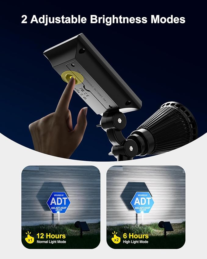 4 Pack Solar Spotlights Outdoor Waterproof for Tree, Statue, Flower, Pot, Bush, Wall, Bright LED Outside Landscape Flood Lights for Security Uplighting Yard, Garden, Driveway, Walkway, House, Fence