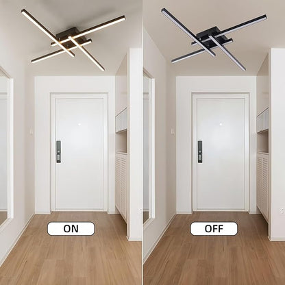 Modern LED Ceiling Light 24 Inch, 3-Color Temperatures (3000K/4000K/6000K) Adjustable, Black Flush Mount Light for Living Room, Bedroom, Kitchen, Hallway