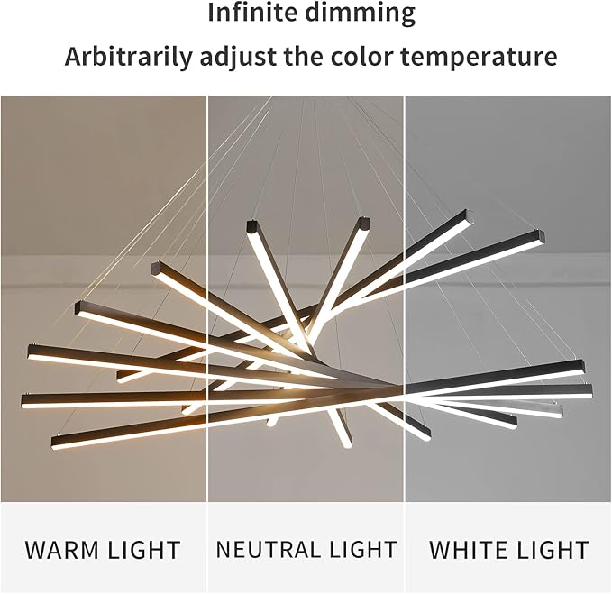 JAYMP Modern LED Chandeliers Dimmable Pendant Light Fixture for High Ceiling Living Room Dining Room Staircase Restaurant Sputnik Floating Sculptural Art Hanging Lamp (Black, 9-Lights)