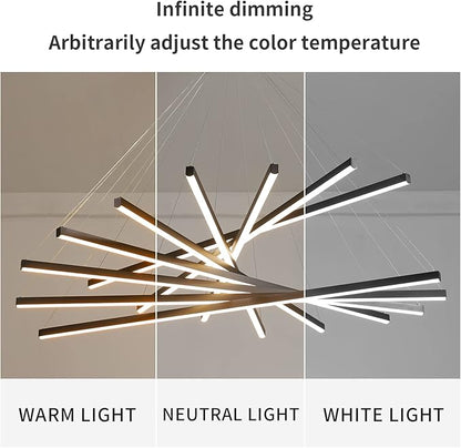 JAYMP Modern LED Chandeliers Dimmable Pendant Light Fixture for High Ceiling Living Room Dining Room Staircase Restaurant Sputnik Floating Sculptural Art Hanging Lamp (Black, 9-Lights)