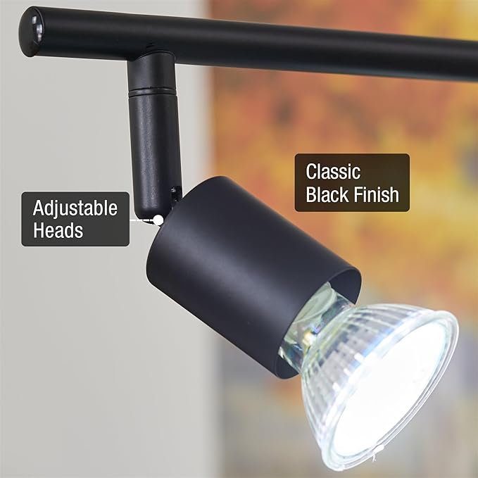 Kira Home Langford 27" Modern 4-Light Directional Track Wall/Ceiling Light + 4W LED Bulbs, Adjustable Heads, Black Finish