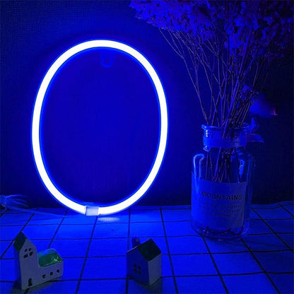 LED Blue Neon Letter Signs Words Alphabet Letter Sign Battery/USB Operated LED Marquee Word Lamps Party Accessories Wall Hanging Decor for Birthday Wedding Party Bar Bedroom (O)