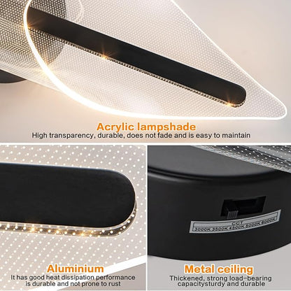 Modern Wall Sconce Light Bedroom Wall Lights Black LED Wall Lamp for Living Room Hallway Bathroom 22.4In