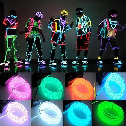 lychee 15ft EL Wire Neon Glowing Strobing Electroluminescent Light El Wire w/Battery Pack for Parties, Halloween Decoration (Yellow)
