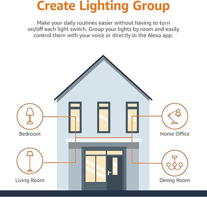 Amazon Basics Smart A19 LED Light Bulb, Dimmable Soft White (2700K), 9W (60W Equivalent), 800LM, Energy Efficient, Works with Alexa Only, 2.4 GHz Wi-Fi, No Hub Required, 4-Pack