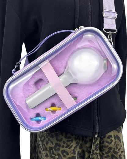 Lightstick Case For Army's Bomb - Clear Concert Light Stick Holder for VER.2 / VER.3 / VER.4 / Special Edition - Travel Carrying Storage Bag with Cross Body & Soft Protective, Kpop Fans Gifts (Purple)