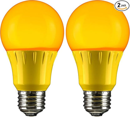 Sunlite 80149 LED A19 Colored Light Bulb, 3 Watts (25w Equivalent), E26 Medium Base, Non-Dimmable, UL Listed, Party Decoration, Holiday Lighting, 1 Count, Amber (Pack of 2)