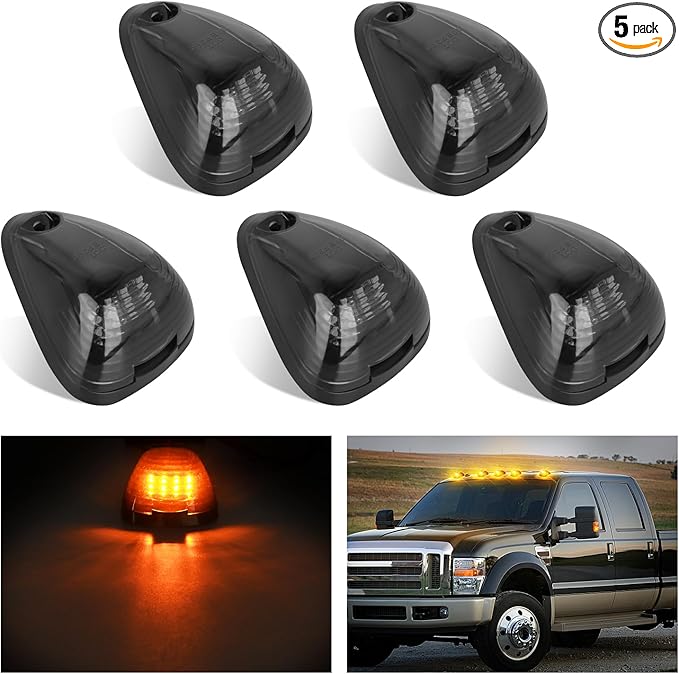 Nilight LED Cab Marker Lights 5 PCS 16 LED Smoke Lens Amber Clearance Roof Running Light Compatible with 1999-2016 Ford E150 E250 E350 E450 E550 F150 F250 F350 F450 F550 Super duty
