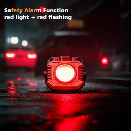 Samyoung 2-Pack 2400LM Magnetic Rechargeable Work Light, Dual-Sided LED Work Light, Up to 80 Hours Runtime, Stepless Dimming 2700K-8000K, Magnetic Flashlight with 360° Rotating Stand, Hook, Red