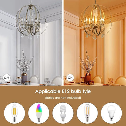Sphere Crystal Chandeliers for Dining Room Light Fixture, 6-Light 26 Inch Antique Silver Vintage Bronze Chandelier for Kitchen Island, Living Room, Foyer, Staircase, Entry, Villa