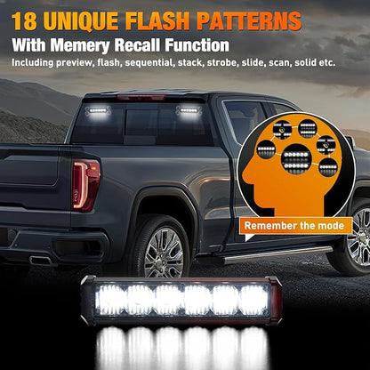 Nilight 12LED Emergency Strobe Traffic Advisor Light Bar 2 in 1 White Dash Warning Safety Flashing Lights Front/Rear Windshield Construction Lights for Trucks Cars Plow Police Firefighter Vehicles