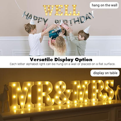 Small Led Marquee Letters, Light Up Letters, 8.58 Inch Led Letter Lights, Battery Powered Lighted Sign for Table, Party, Birthday, Christmas Decor (Letter W)