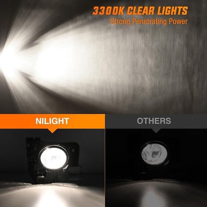 Nilight Fog Light Assembly Compatible with 2009 2010 2011 2012 2013 2014 Nissan Maxima Clear Lens Lamps Replacement H11 12V 55W Bulbs