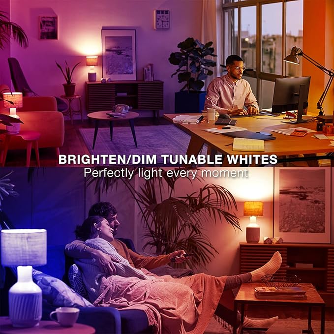 DAYBETTER Smart Light Bulbs, Alexa Light Bulb, WiFi Color Changing Light Bulb, Smart Bulbs that Work with Alexa & Google Home, Music Sync LED Light Bulb, A19 E26 9W 810LM Smart Home Lighting, 2 Pack