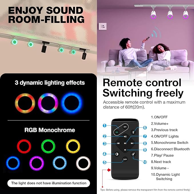 Gsou RGB Track Light Bluetooth Speakers, H Type Track Head/Rotatable/Plug in, Color Changing Lights, RGB Track Lighting Fixtures Ceiling Speaker for Smart TV, Home,Kitchen,Karaoke,Game,Macy’s Store