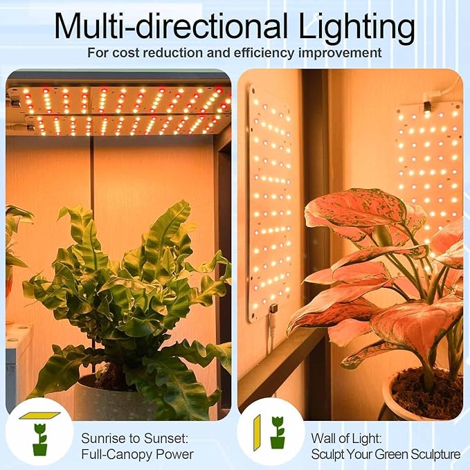 Panel Grow Light for Indoor Plants, 20W Ultra-Thin Full Spectrum LED Grow Light for Shelf & Cabinet, Dimmable with 6/12/16H Timer, Warm White, 2-Pack