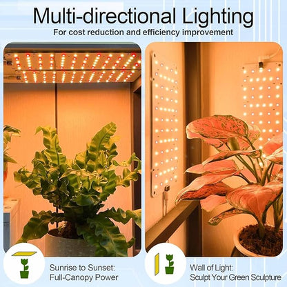 Panel Grow Light for Indoor Plants, 20W Ultra-Thin Full Spectrum LED Grow Light for Shelf & Cabinet, Dimmable with 6/12/16H Timer, Warm White, 2-Pack