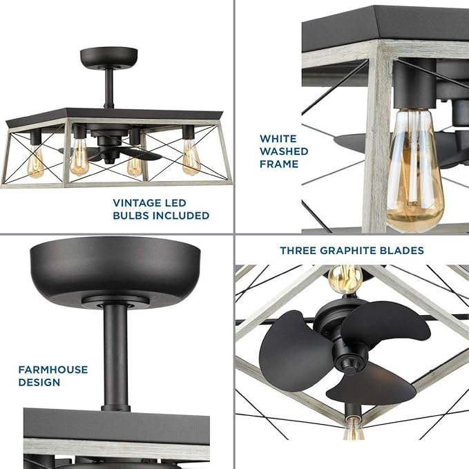 Briarwood Collection 22-Inch 3-Blade AC Motor Farmhouse Ceiling Fan Graphite