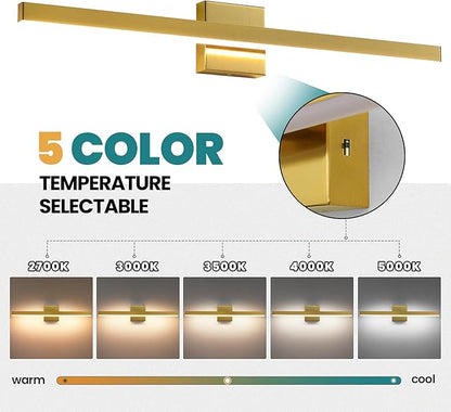 KAISITE Modern Vanity Light Gold Bathroom Light Fixture Over Mirror 32 inch Vanity Lighting Fixture Dimmable 5CCT LED Bar Vanity Light for Bathroom Restroom