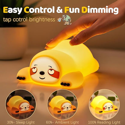 YR YRHH-PET Cute Sloth Gifts Night Light, Funny Sloth Lamp, Rechargeable Squishy Dimmable Weird Nightlight, LED Novelty Animal Cute Stuff, Room Dorm Décor, Silicone Touch Light Up Sloth for Baby Kids