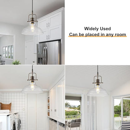 WILON Seeded Glass Pendant Lights,11 Inch Rust-Coloured Pendant Lights Kitchen Island with E26 Base Vintage Hanging Ceiling Lamp for Kitchen Sink Hallway Dining Room Entry Hall