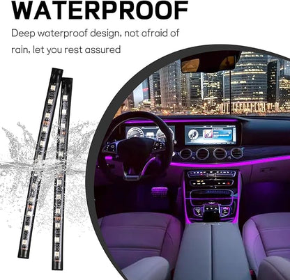 Car LED Strip Light, 12V 24 LED Interior Atmosphere Lights Under Dash Ambient Night Light, Auto Interior Decorative Lamp with Cigarette Adapter Plug (Pink Purple, Cigarette Lighter)