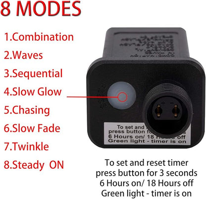 AWQ 50LED 49 FT C9 Christmas String Lights Plug in Fairy Twinkle String Lights 8 Modes Timer Function Waterproof Extendable for Indoor Outdoor Wedding Party Christmas Decoration (50, Multicolor)