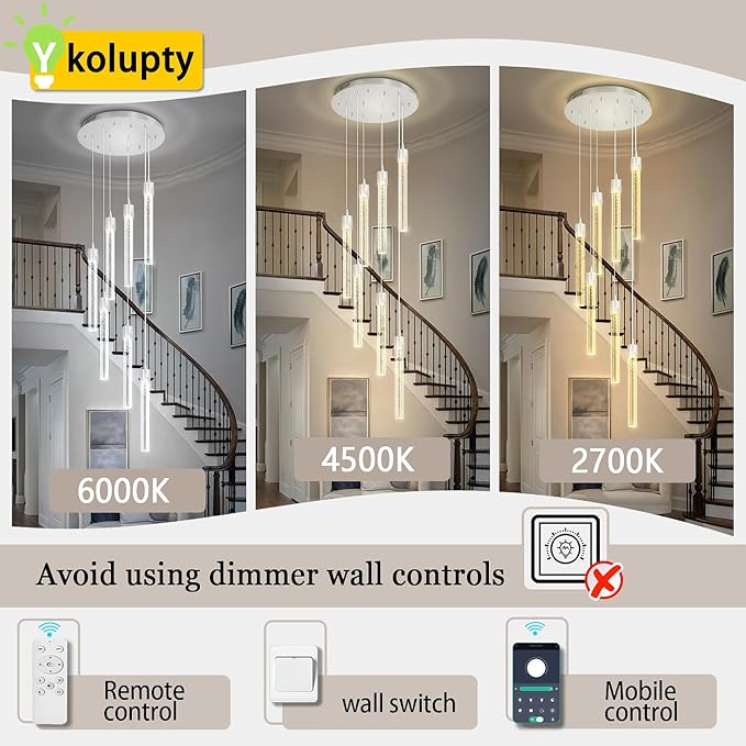 ykolupty Modern Chandelier 8-Light Bubble Crystal Pendant Light Adjustable Pendant Light Fixture Crystal Chandeliers for Living Room Dinning Room Bedroom