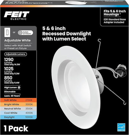 Feit Electric Canless Recessed Downlight LEDR56HO/6WYCA/6-5CCT Dimmable 1290lm - 6 Pack